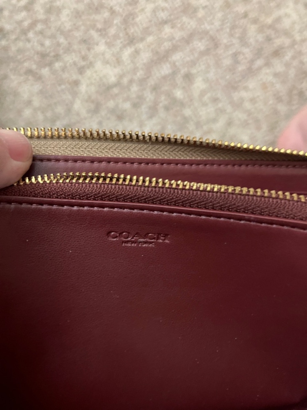 Coach Pebbled Leather Zip Wallet in Taupe with Gold Hardware - Picture 10 of 10
